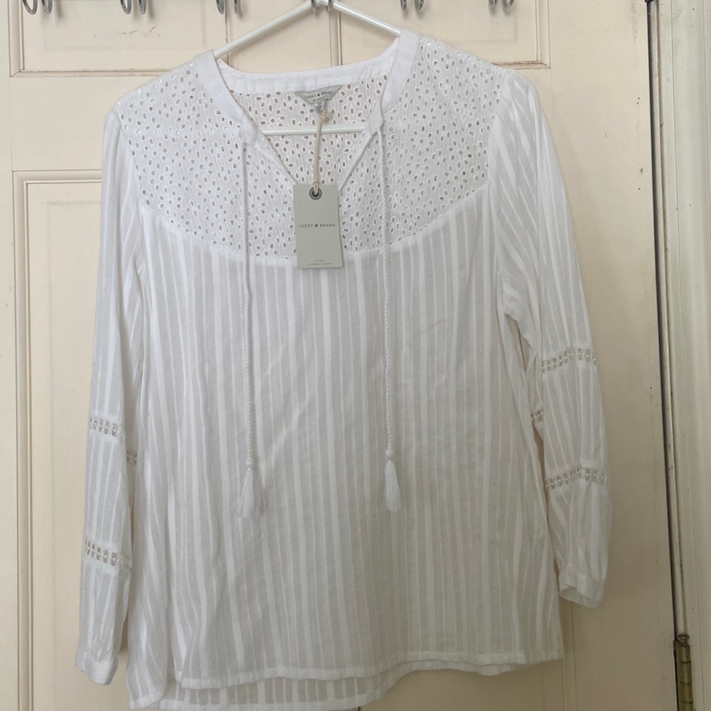 NWT Lucky Brand white eyelet blouse